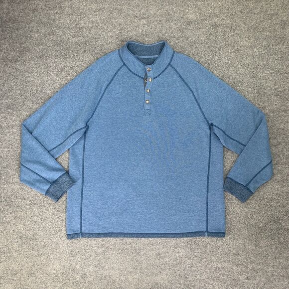 Tommy Bahama Sweater Mens XL Extra Large Cadet Copen Blue Reversible Snap Button - Picture 3 of 12